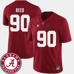 For Men Crimson #90 Jarran Reed Alabama Jersey 2018 SEC Patch College Football 696826-473