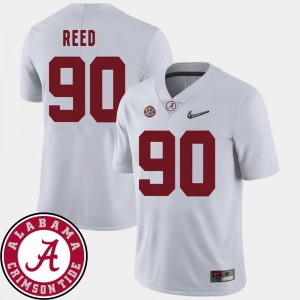 #90 2018 SEC Patch College Football White Mens Jarran Reed Alabama Jersey 153263-663
