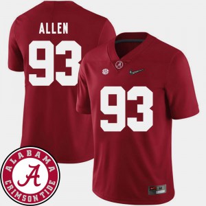 #93 College Football Crimson Jonathan Allen Alabama Jersey Mens 2018 SEC Patch 906349-475