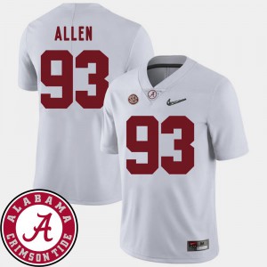 College Football Jonathan Allen Alabama Jersey White For Men's #93 2018 SEC Patch 328141-299