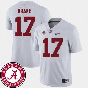 College Football For Men's Kenyan Drake Alabama Jersey White 2018 SEC Patch #17 757915-610