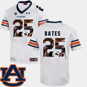 #25 Football Pictorial Fashion Men's White Daren Bates Auburn Jersey 202367-256