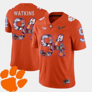 Orange For Men's Football Carlos Watkins Clemson Jersey #94 Pictorial Fashion 537480-874