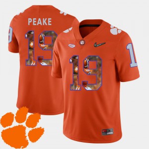 Men Football Charone Peake Clemson Jersey Pictorial Fashion Orange #19 536550-533