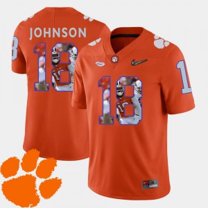 Football Orange #18 Jadar Johnson Clemson Jersey For Men Pictorial Fashion 390043-379