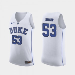 White Authentic For Men's March Madness College Basketball #53 Brennan Besser Duke Jersey 725036-736