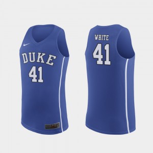 Authentic Jack White Duke Jersey Men's March Madness College Basketball #41 Royal 960885-980