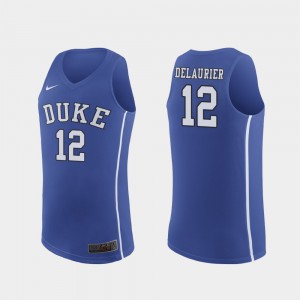 Royal #12 Authentic Javin DeLaurier Duke Jersey March Madness College Basketball Men's 845271-456