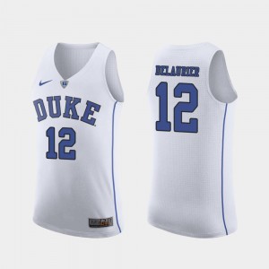 Javin DeLaurier Duke Jersey Authentic #12 March Madness College Basketball Mens White 464668-232