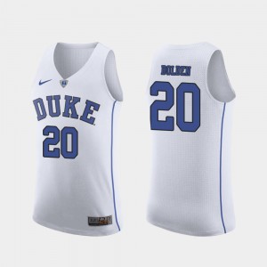 March Madness College Basketball #20 White For Men's Authentic Marques Bolden Duke Jersey 266573-584