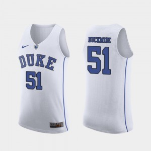 Authentic Mike Buckmire Duke Jersey Men March Madness College Basketball #51 White 850337-321