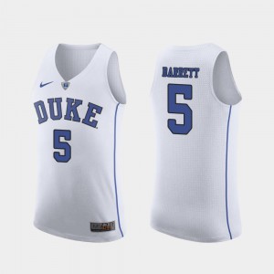 Men's White RJ Barrett Duke Jersey #5 Authentic March Madness College Basketball 544751-879