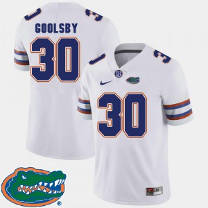 White 2018 SEC #30 DeAndre Goolsby Gators Jersey College Football Men 537075-947