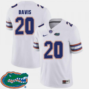 White Men's College Football Malik Davis Gators Jersey #20 2018 SEC 161304-374