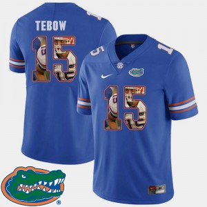 For Men's Pictorial Fashion Football #15 Tim Tebow Gators Jersey Royal 685146-225