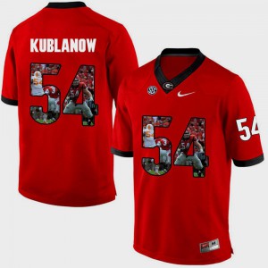 Mens #54 Brandon Kublanow UGA Jersey Red Pictorial Fashion 278062-334