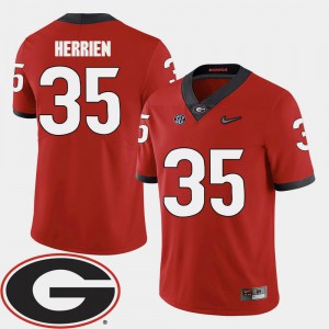 #35 College Football Brian Herrien UGA Jersey 2018 SEC Patch Men's Red 503241-611