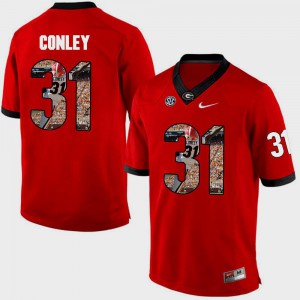 Chris Conley UGA Jersey Pictorial Fashion Red For Men #31 359296-868