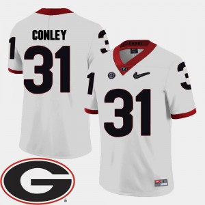 2018 SEC Patch #31 Chris Conley UGA Jersey For Men White College Football 927318-162