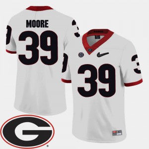 #39 Corey Moore UGA Jersey College Football White 2018 SEC Patch Mens 141364-910