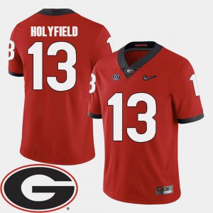 For Men 2018 SEC Patch #13 Elijah Holyfield UGA Jersey College Football Red 464059-562