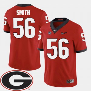 Men #56 College Football Garrison Smith UGA Jersey 2018 SEC Patch Red 259650-475