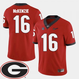 Men #16 Isaiah McKenzie UGA Jersey Red College Football 2018 SEC Patch 743521-699