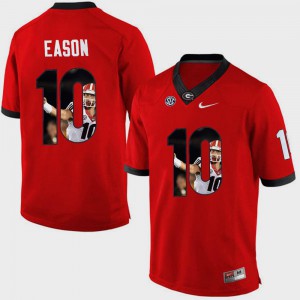 For Men Red #10 Jacob Eason UGA Jersey Pictorial Fashion 613606-322