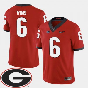 College Football For Men's Javon Wims UGA Jersey Red 2018 SEC Patch #6 871866-494