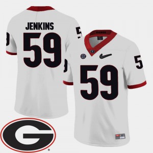 College Football #59 Men's Jordan Jenkins UGA Jersey White 2018 SEC Patch 943422-458
