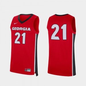 UGA Jersey For Men Red College Basketball #21 Replica 418276-647