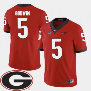College Football Terry Godwin UGA Jersey Men's 2018 SEC Patch #5 Red 395574-383