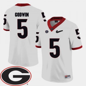 Men's #5 Terry Godwin UGA Jersey College Football 2018 SEC Patch White 141437-527