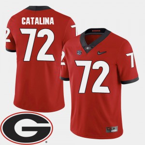 2018 SEC Patch Red #72 Tyler Catalina UGA Jersey College Football Mens 584336-993
