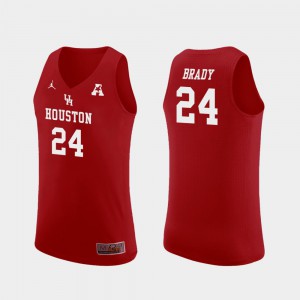 Replica Red Mens College Basketball #24 Breaon Brady Houston Jersey 817645-896
