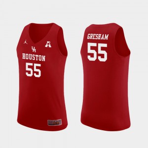 Men's Red Brison Gresham Houston Jersey College Basketball Replica #55 905460-842