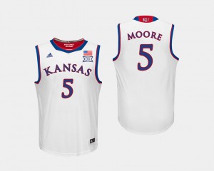 White Mens #5 College Basketball Charlie Moore KU Jersey 407405-771