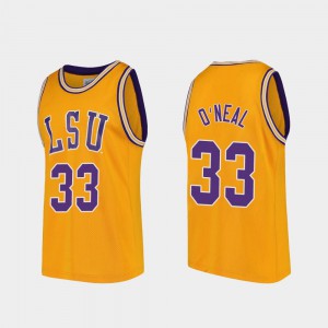 Men's #33 College Basketball Shaquille O'Neal LSU Jersey Replica Gold 563699-674