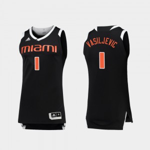 College Basketball For Men's Black White Chase Dejan Vasiljevic Miami Jersey #1 665183-435