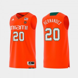 Dewan Hernandez Miami Jersey Swingman College Basketball #20 Replica Men's Orange 576876-490