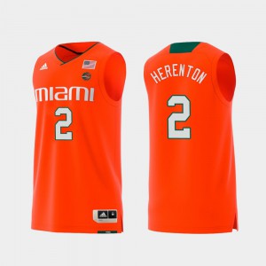 Orange Swingman College Basketball Willie Herenton Miami Jersey Men's #2 Replica 669955-833