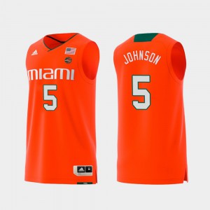 Zach Johnson Miami Jersey Orange Swingman College Basketball Men Replica #5 633043-682