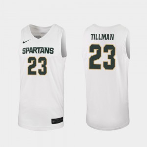 White 2019-20 College Basketball Xavier Tillman MSU Jersey Men Replica #23 288597-961