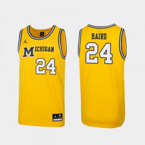 For Men's #24 C.J. Baird Michigan Jersey 1989 Throwback College Basketball Replica Maize 826622-359