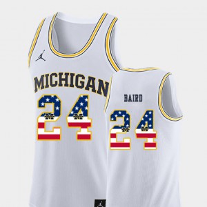 College Basketball White C.J. Baird Michigan Jersey #24 USA Flag Men's 925541-283