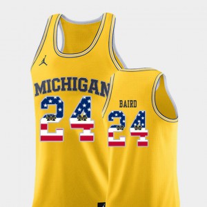 College Basketball #24 Yellow USA Flag For Men C.J. Baird Michigan Jersey 221413-582