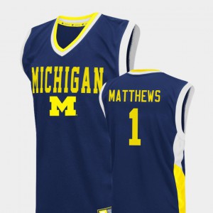 Blue College Basketball #1 For Men Charles Matthews Michigan Jersey Fadeaway 960497-269