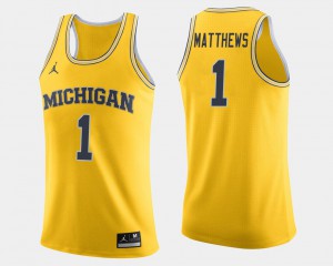 Mens Charles Matthews Michigan Jersey #1 Maize College Basketball 451835-629