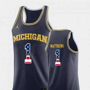 Charles Matthews Michigan Jersey College Basketball Men USA Flag #1 Navy 125446-857