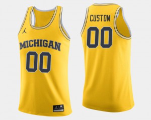 College Basketball Michigan Custom Jersey Men #00 Maize 509257-295